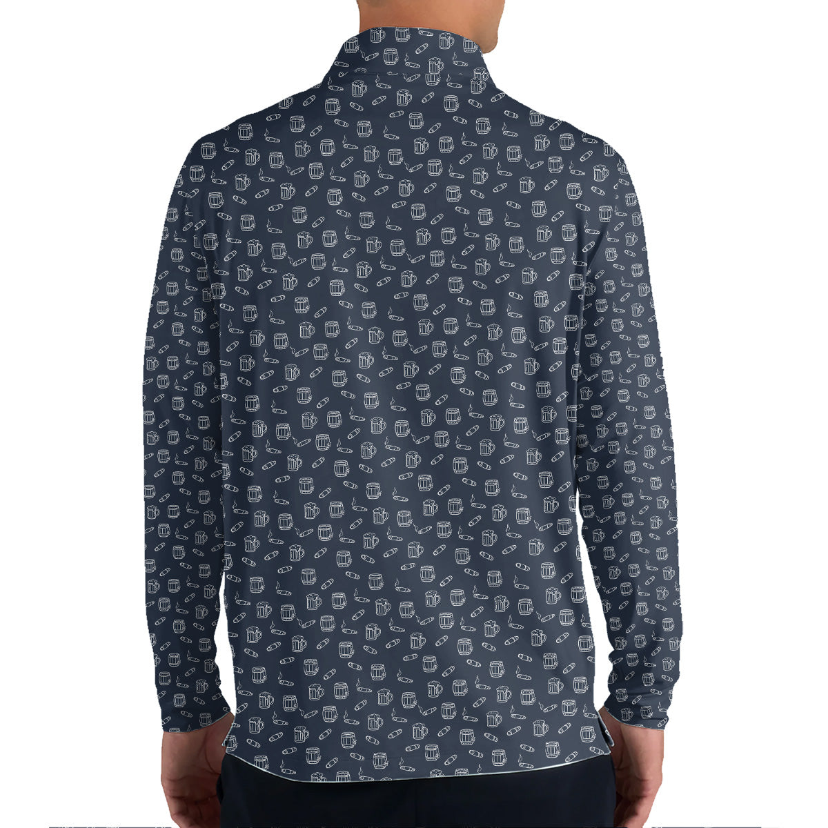 Golf Polo Shirt for Men, Beer Mug and Cigar Pattern Golf Shirt, Unique Golf Gift for Dad