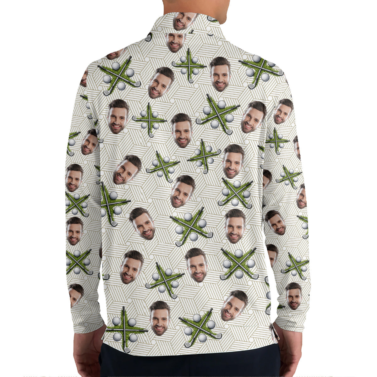 Personalized Photo Golf Shirt with Golf Cart Pattern, Golf Polo Shirt, Unique Golf Gift for Dad