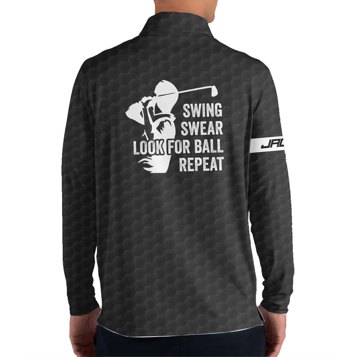 Personalized Golf Polo Shirt for Men, USA Flag Swing Quote, Funny Golf Gift
