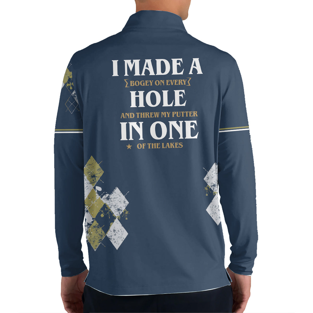 Golf Polo Shirt for Men, Argyle Pattern AOP Design, Unique Golf Gift