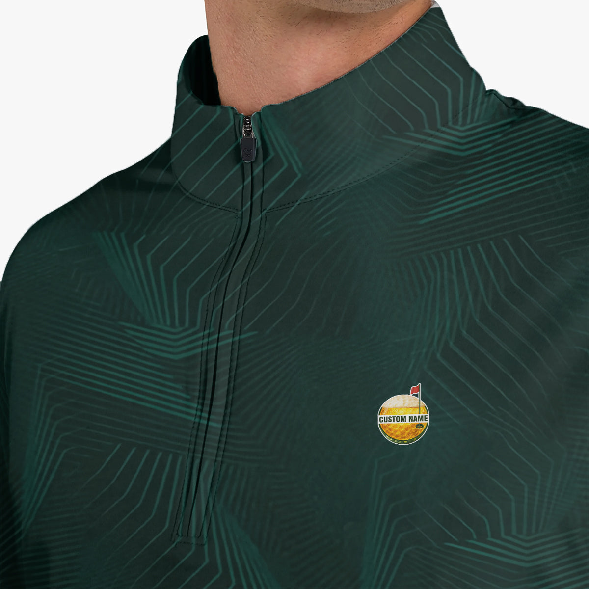 Personalized Custom Name Abstract Line Pattern Golf Polo Shirt for Men Modern Golf Apparel