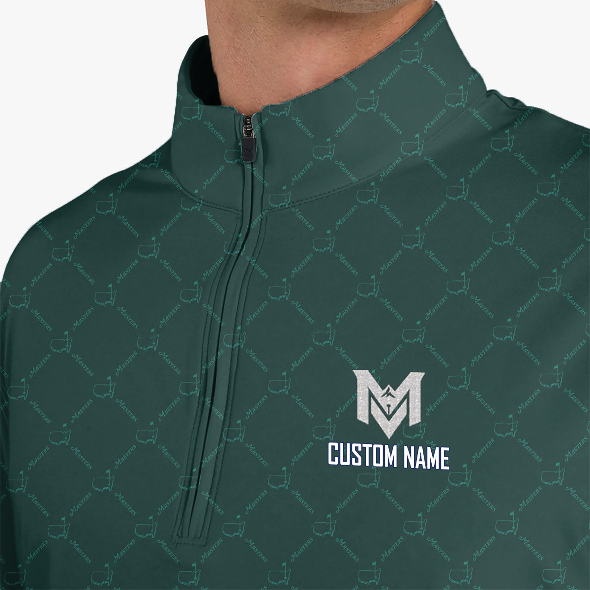Personalized Masters Green Golf Polo Shirt for Men Classic Tournament Pattern Performance Golf Polo Lightweight Breathable Golf Apparel