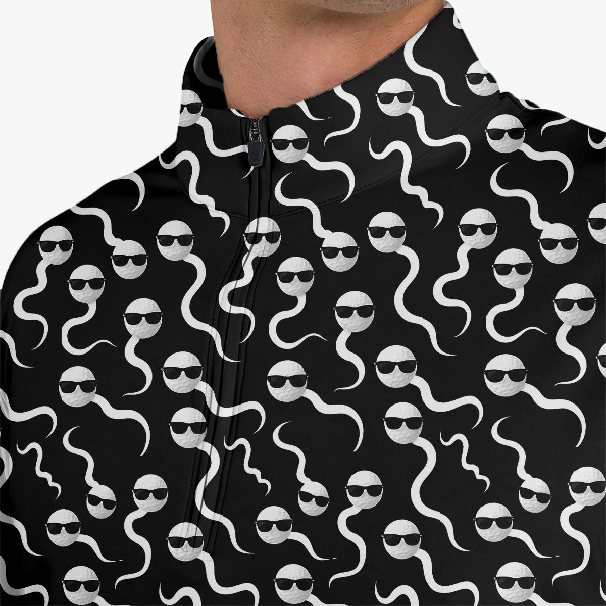 Funny Golf Polo Shirt Cool Sperm Pattern Men’s Golf Shirt