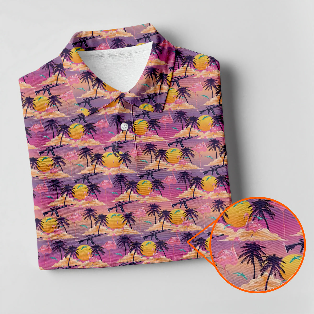 Women Golf Polo Tropical Palm Print Performance Breathable Shirt