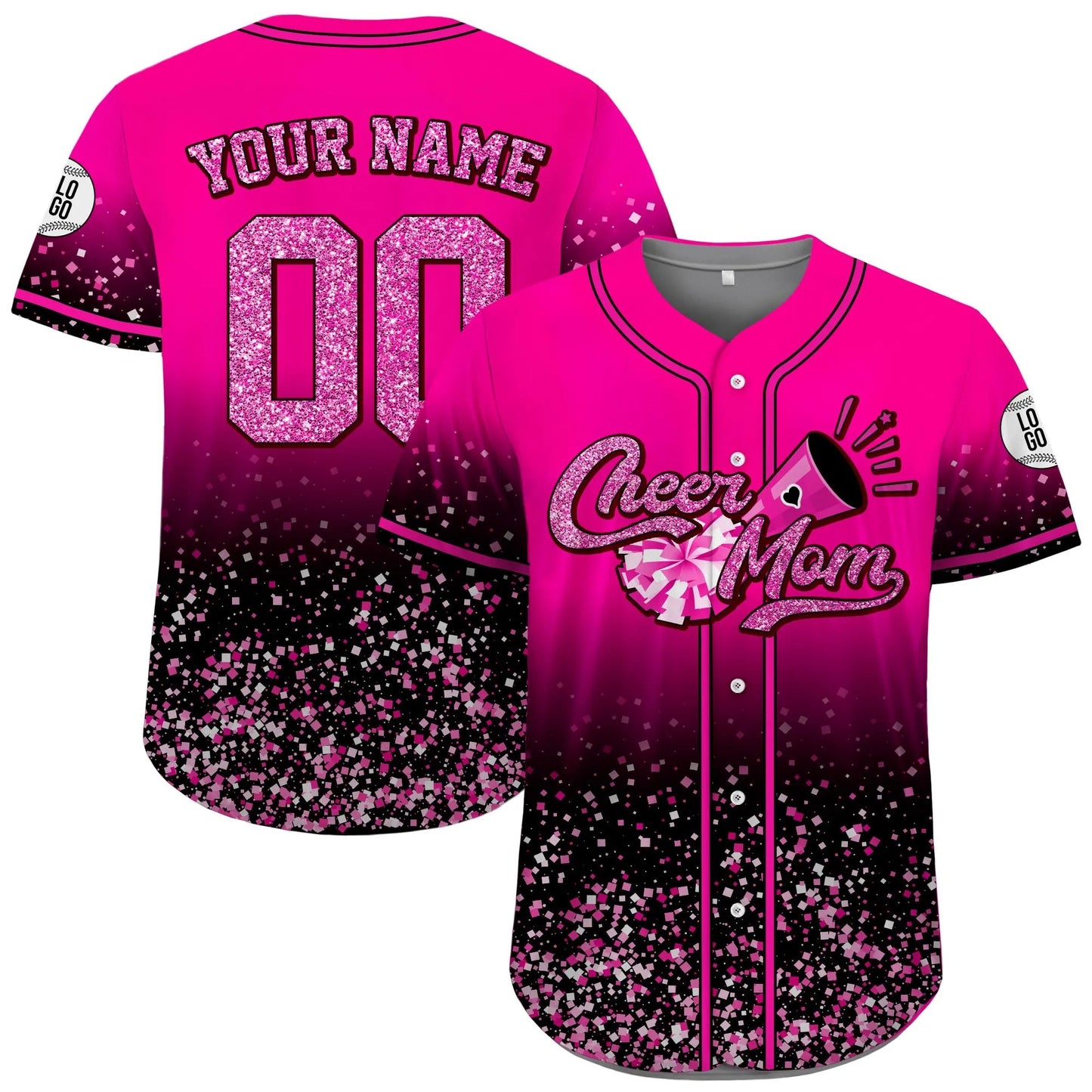 Custom Name Cheerleading Shirt for Cheerleader, Personalized Name Number Glitter Baseball Jersey, Cheer Team Gifts, Mom Gift on Mothers Day