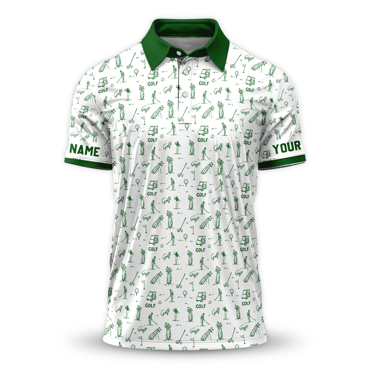 Personalized Golf Polo Shirt Men, Golf Pattern, Custom Name Gift