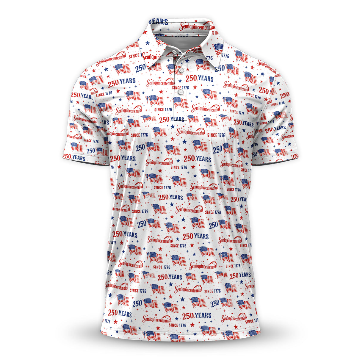 USA 250 Years Golf Polo Patriotic Flag Semiquincentennial Shirt