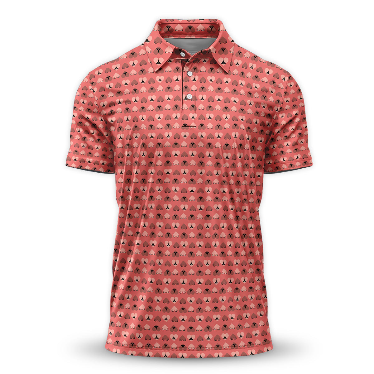 Golf Polo Shirt for Men, Funny Heart Pattern, Unique Golf Gift