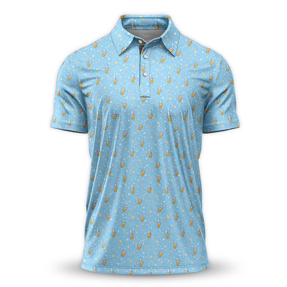 Golf Polo Shirt for Men, Funny Beer Pattern Golf Shirt, Golf Gift