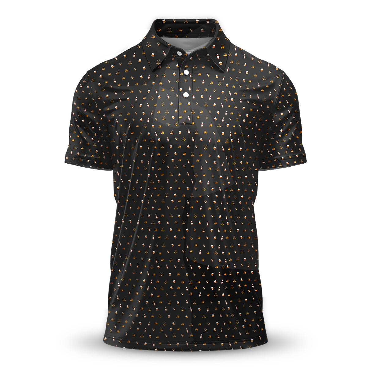 Golf Polo Shirt for Men, Whiskey Golf Pattern, Unique Gift for Dad