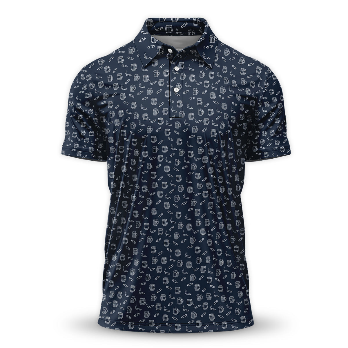 Golf Polo Shirt for Men, Beer Mug and Cigar Pattern Golf Shirt, Unique Golf Gift for Dad