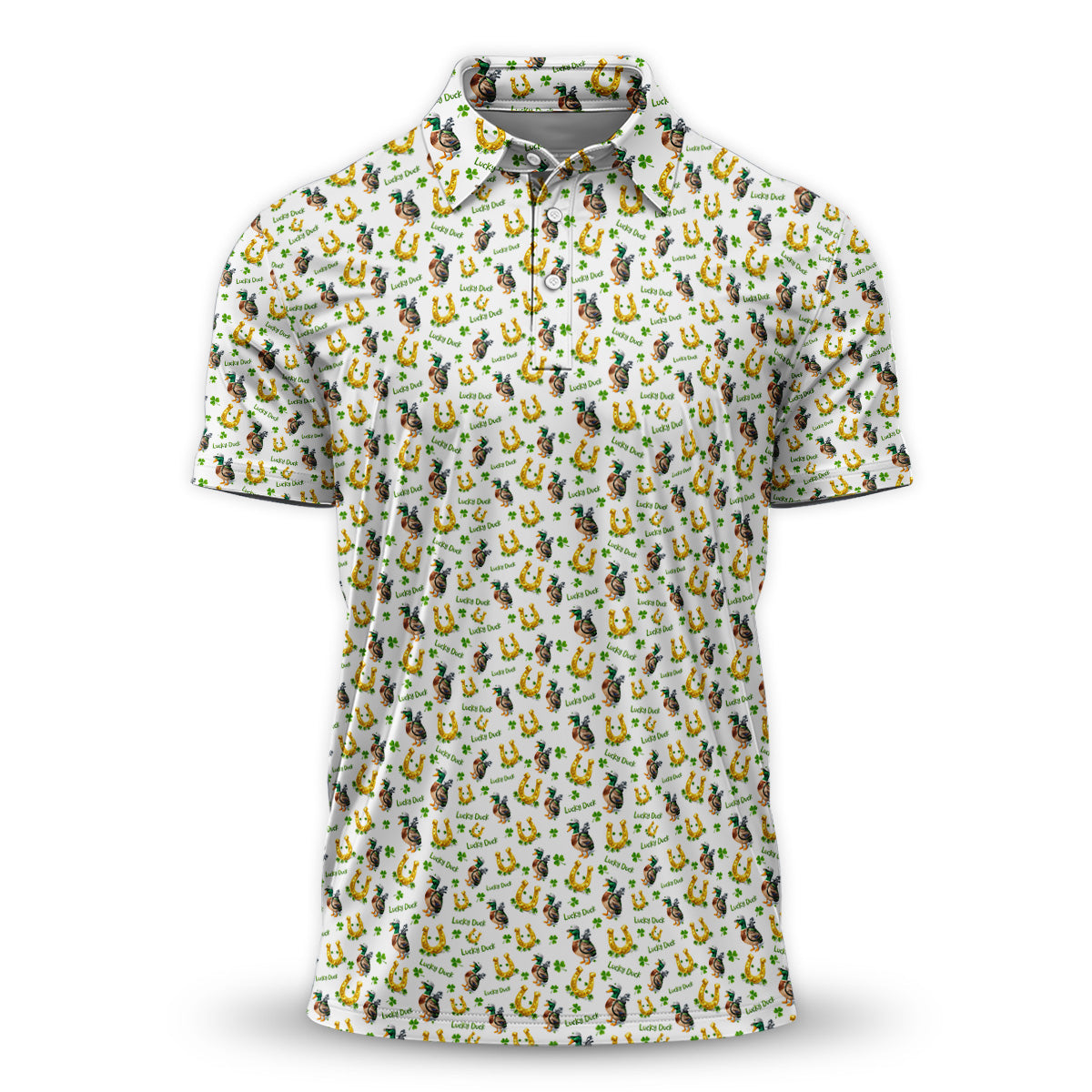 Golf Polo Shirt for Men, Lucky Duck Golf Pattern Shirt, Unique Golf Gift for Dad