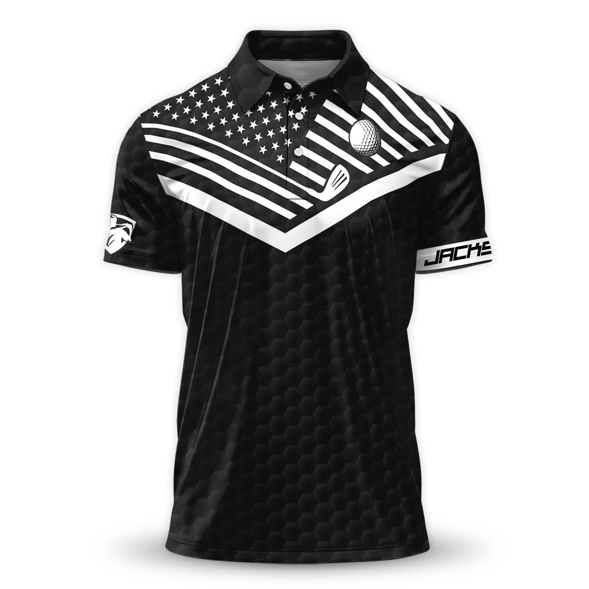 Personalized Golf Polo Shirt for Men, USA Flag Swing Quote, Funny Golf Gift