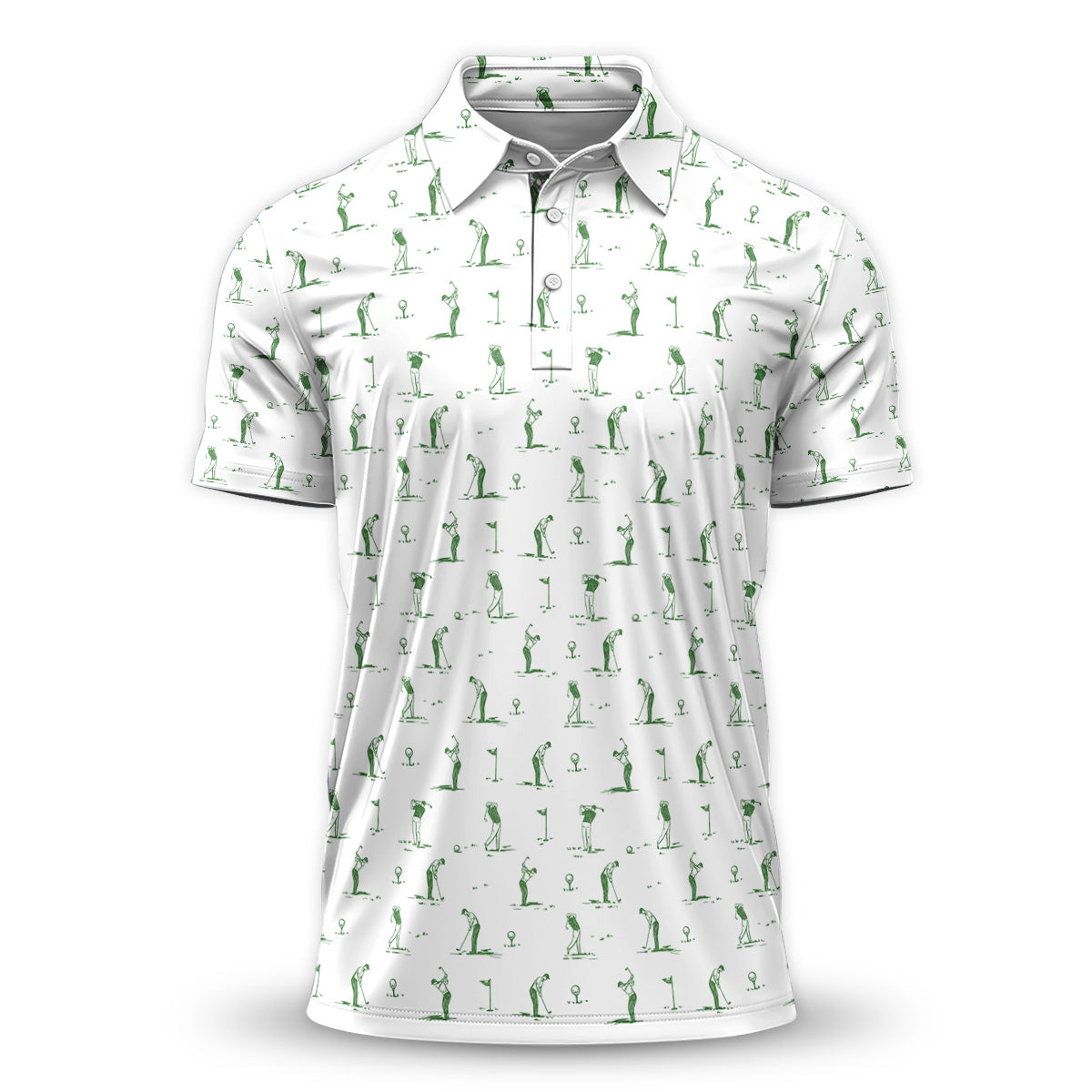 Golf Polo Shirt for Men, Classic Golfer Swing Pattern Shirt, Unique Golf Gift for Dad