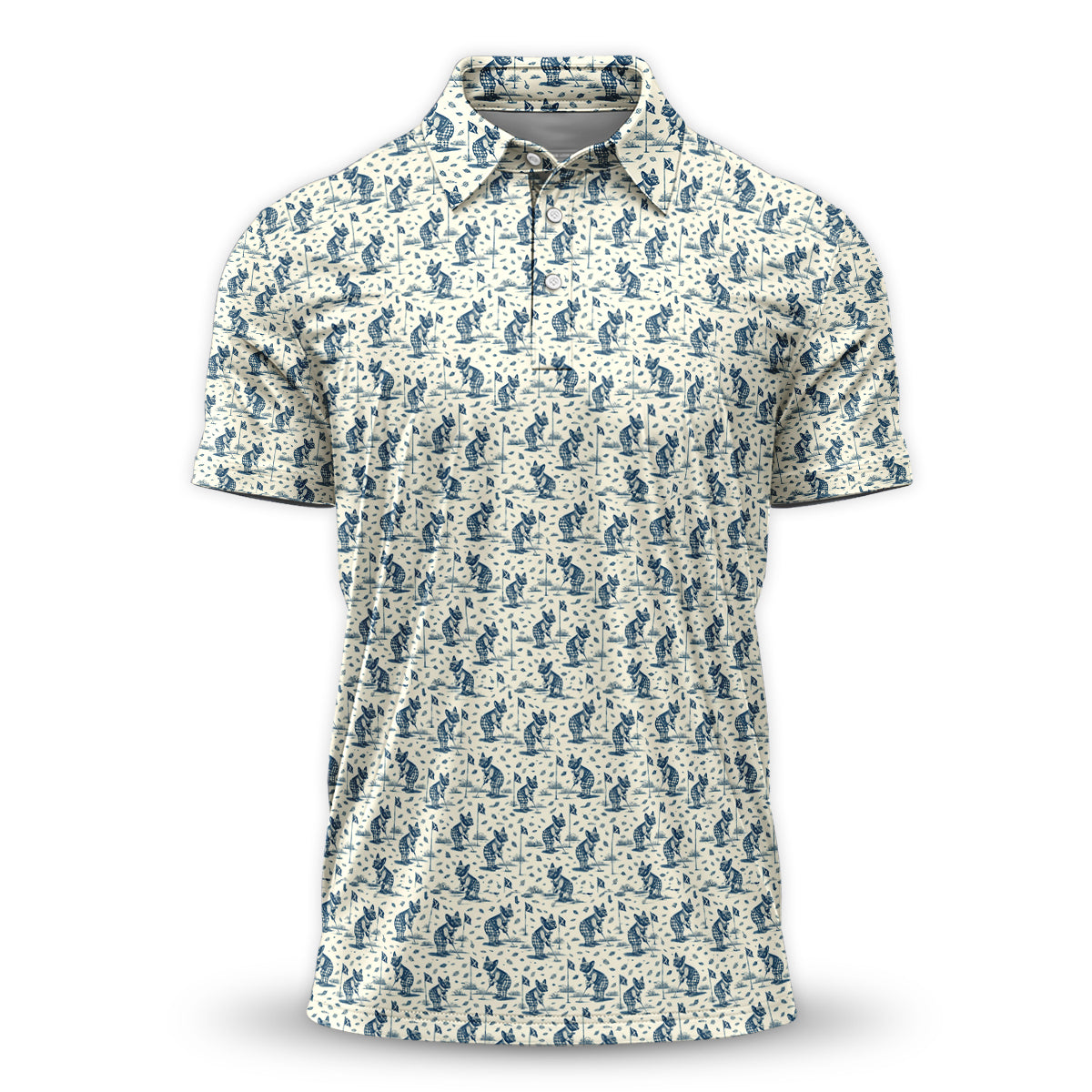 Golf Polo Shirt for Men, French Bulldog Golf Pattern Shirt, Unique Golf Gift for Dad