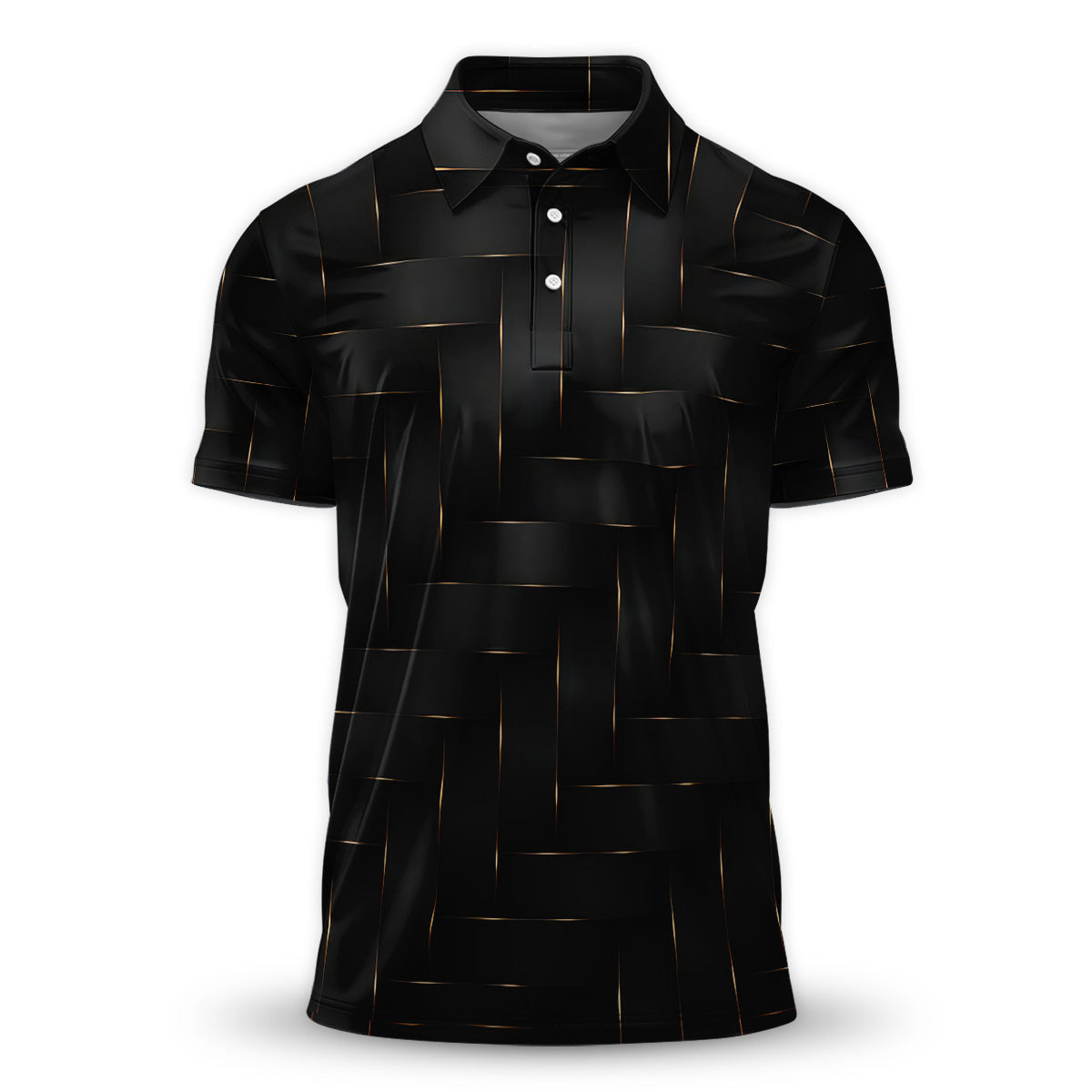 Golf Polo Shirt for Men, Woven Line Pattern, Modern Performance Top