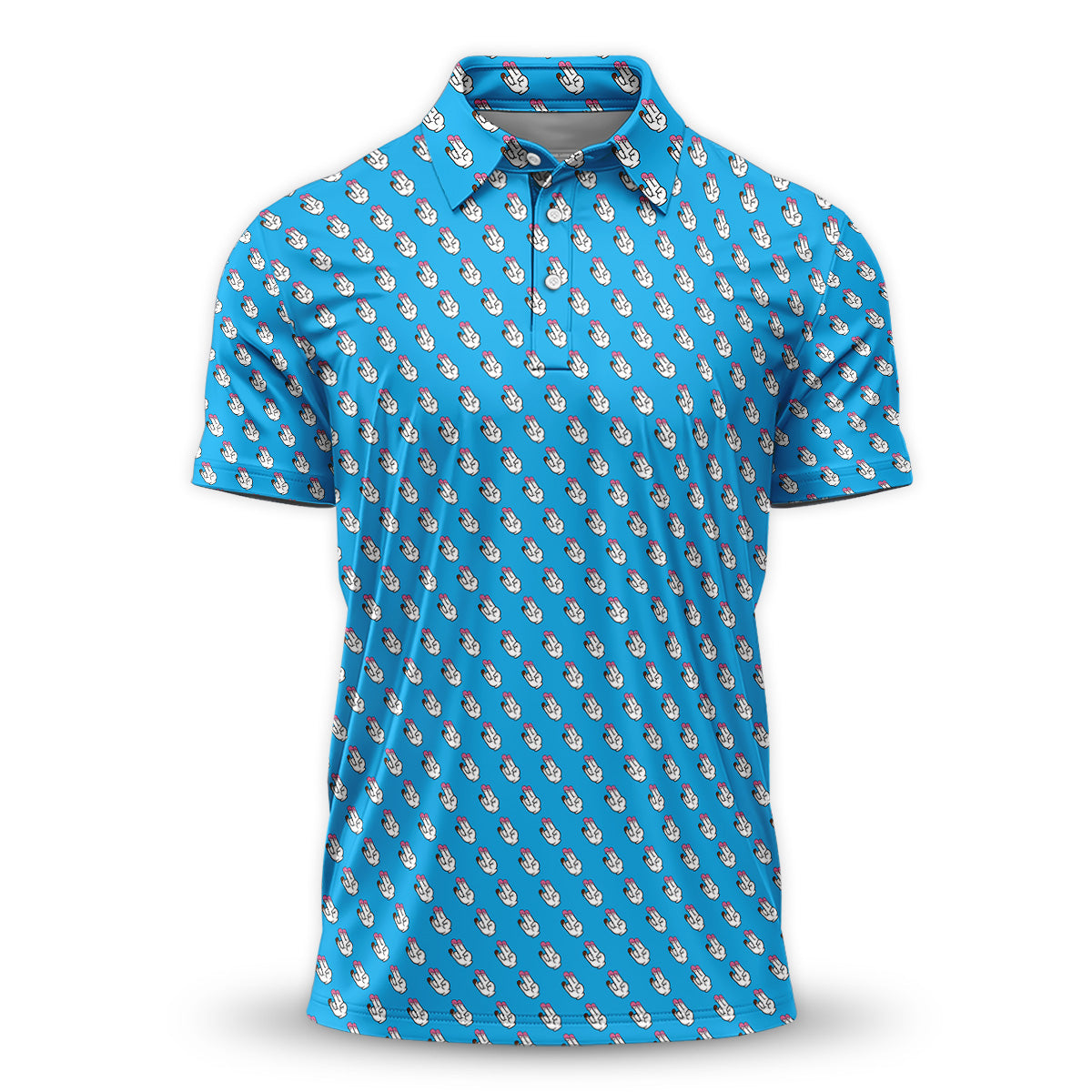 Golf Polo Shirt for Men, Funny Hand Gesture Pattern, Unique Golf Gift