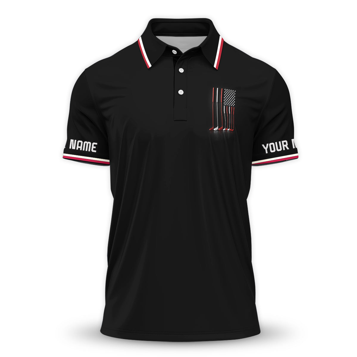 Custom Golf Polo Shirt USA Flag Clubs Performance Men