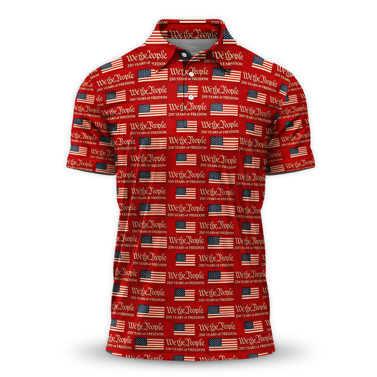 Men Golf Polo Patriotic USA Flag We The People Performance Shirt