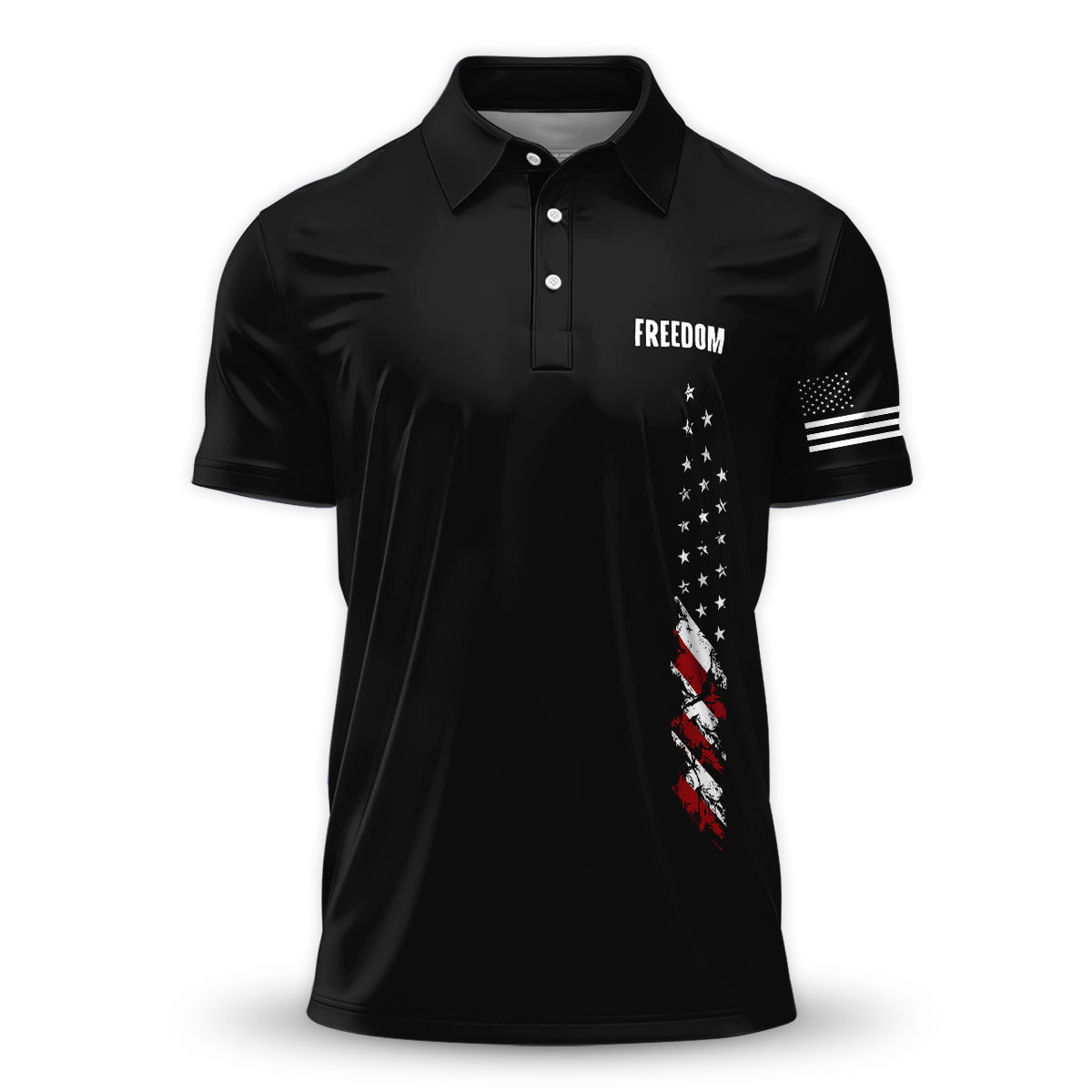 Golf Polo Shirt for Men, Freedom USA Flag Graphic, Patriotic Golf Gift