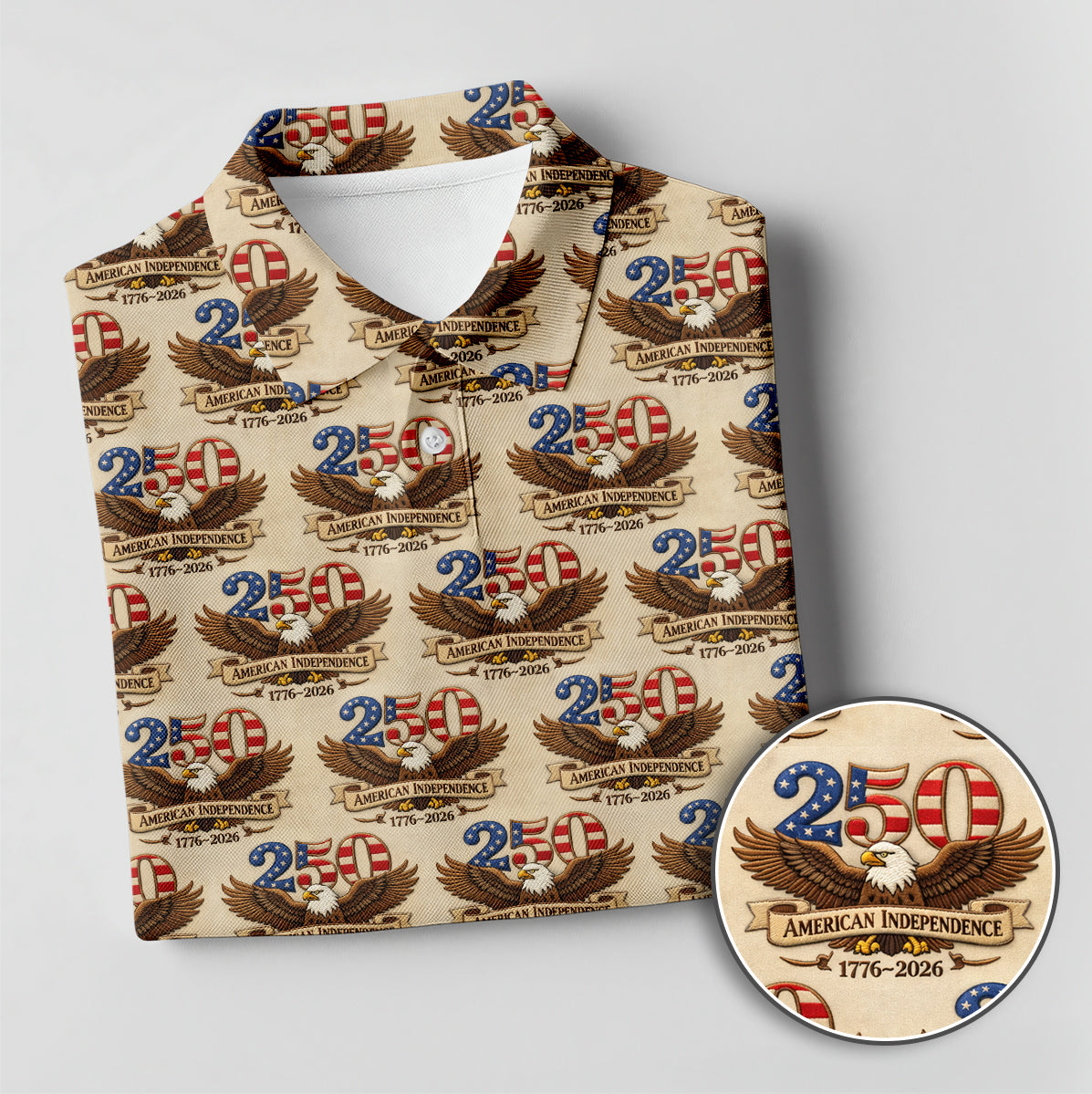 USA 250 Independence Eagle Golf Polo Patriotic Performance Shirt