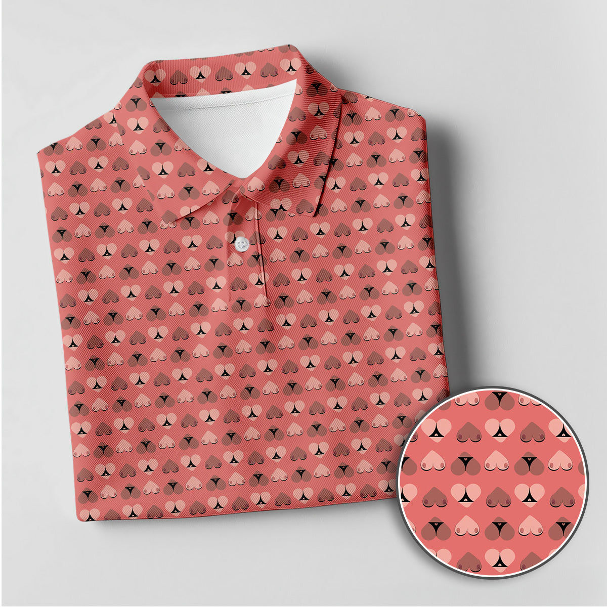 Golf Polo Shirt for Men, Funny Heart Pattern, Unique Golf Gift