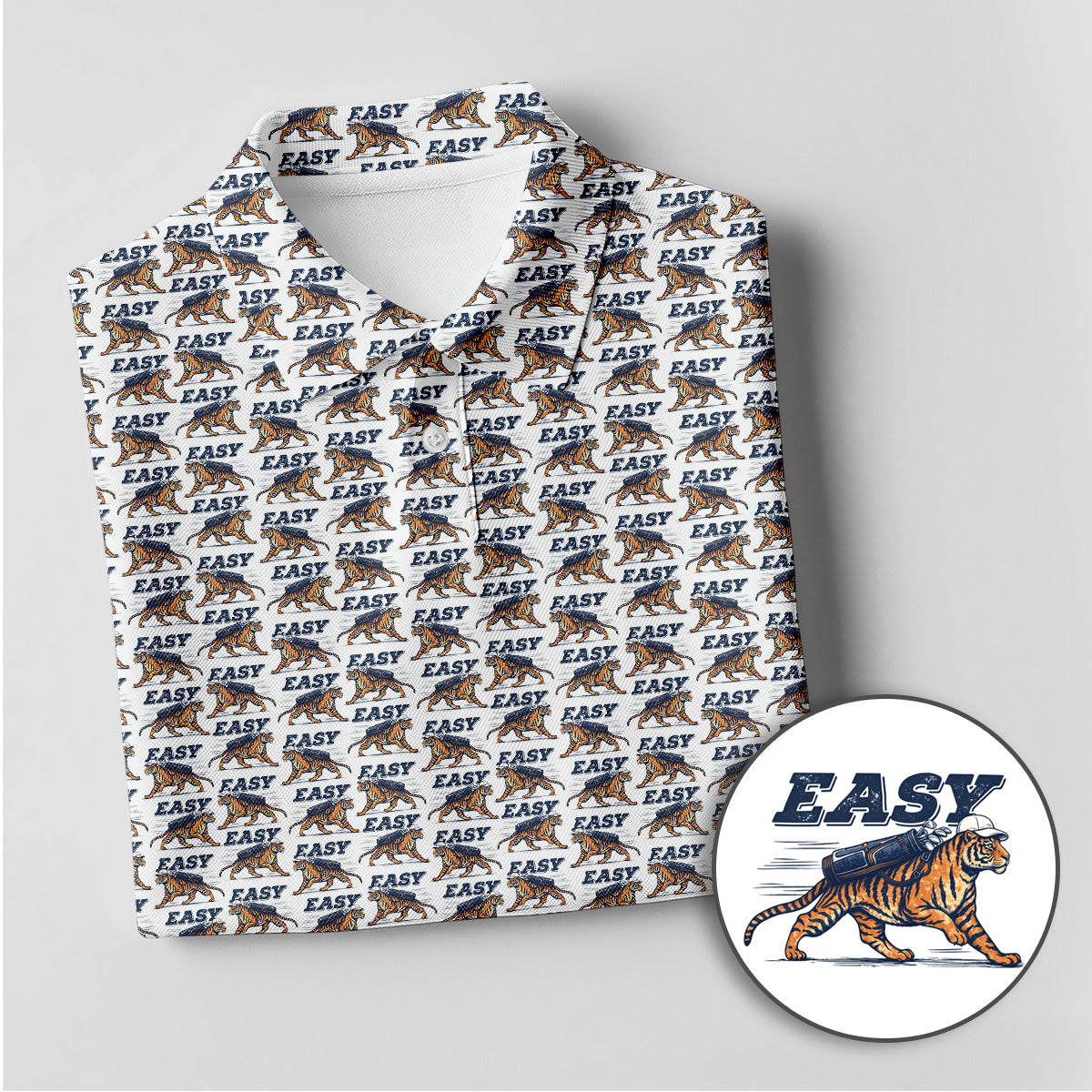 Golf Polo Shirt for Men, Tiger Golf Pattern Easy Swing Shirt, Unique Golf Gift for Dad