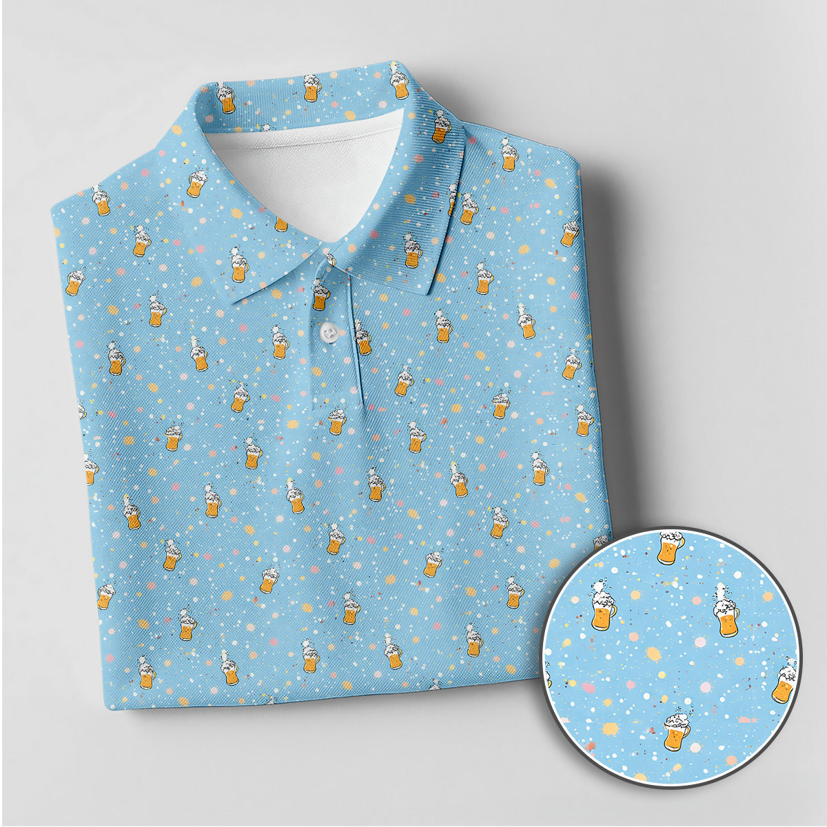 Golf Polo Shirt for Men, Funny Beer Pattern Golf Shirt, Golf Gift