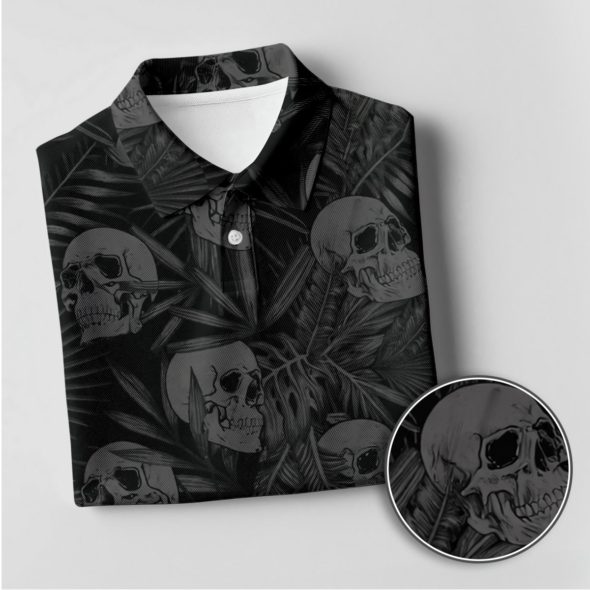 Golf Polo Shirt for Men, Skull Pattern All Over Print, Unique Golf Gift