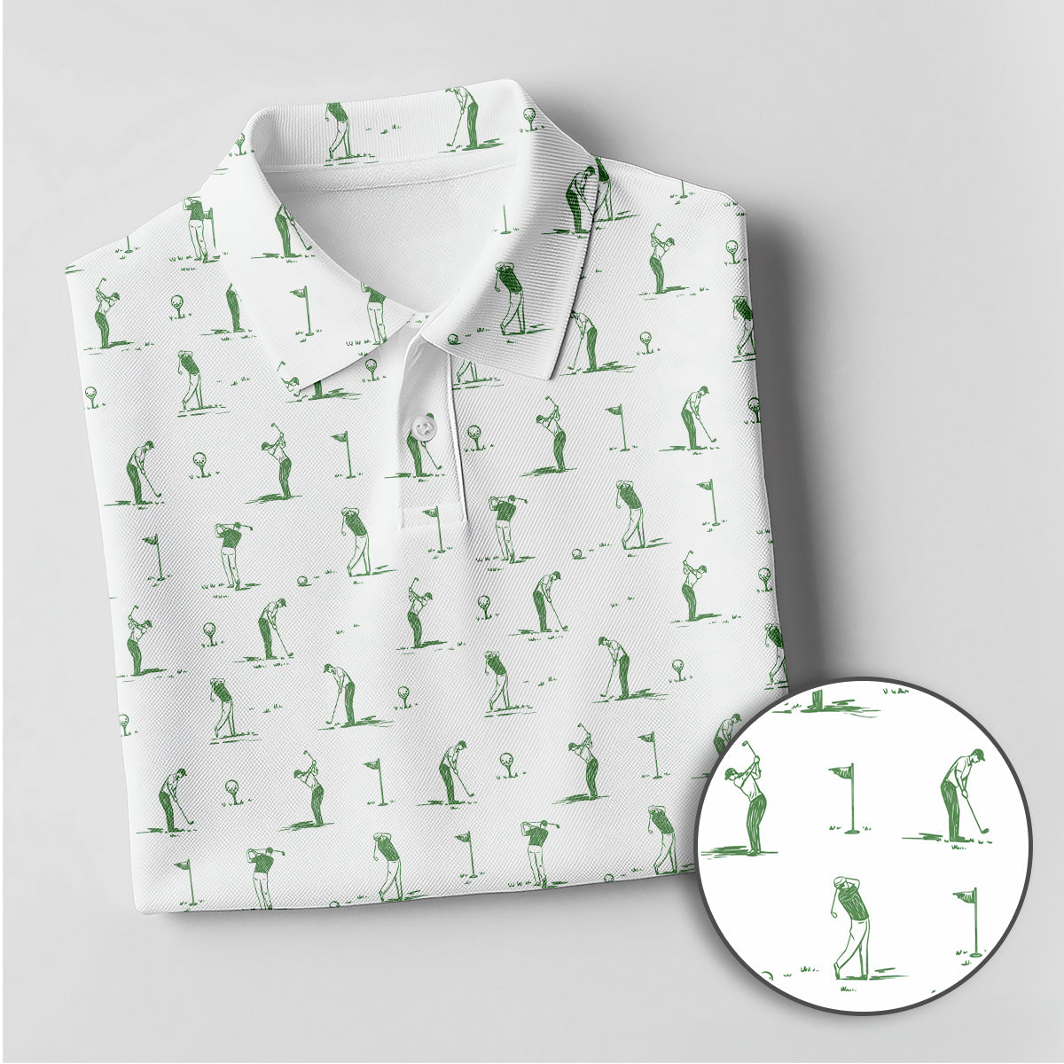 Golf Polo Shirt for Men, Classic Golfer Swing Pattern Shirt, Unique Golf Gift for Dad