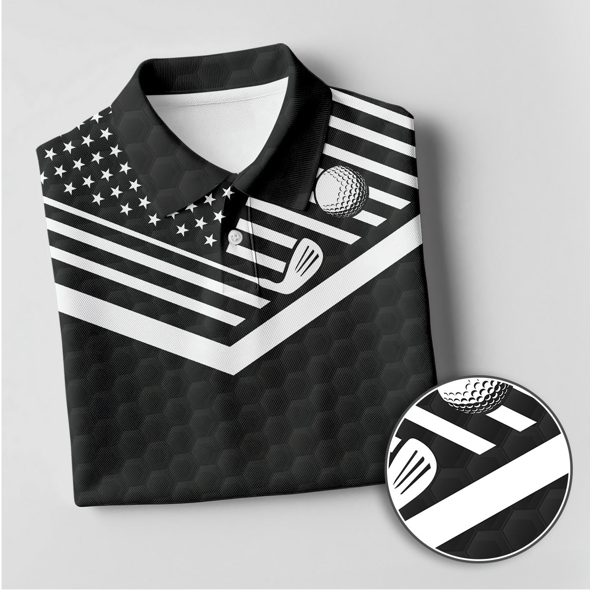 Personalized Golf Polo Shirt for Men, USA Flag Swing Quote, Funny Golf Gift