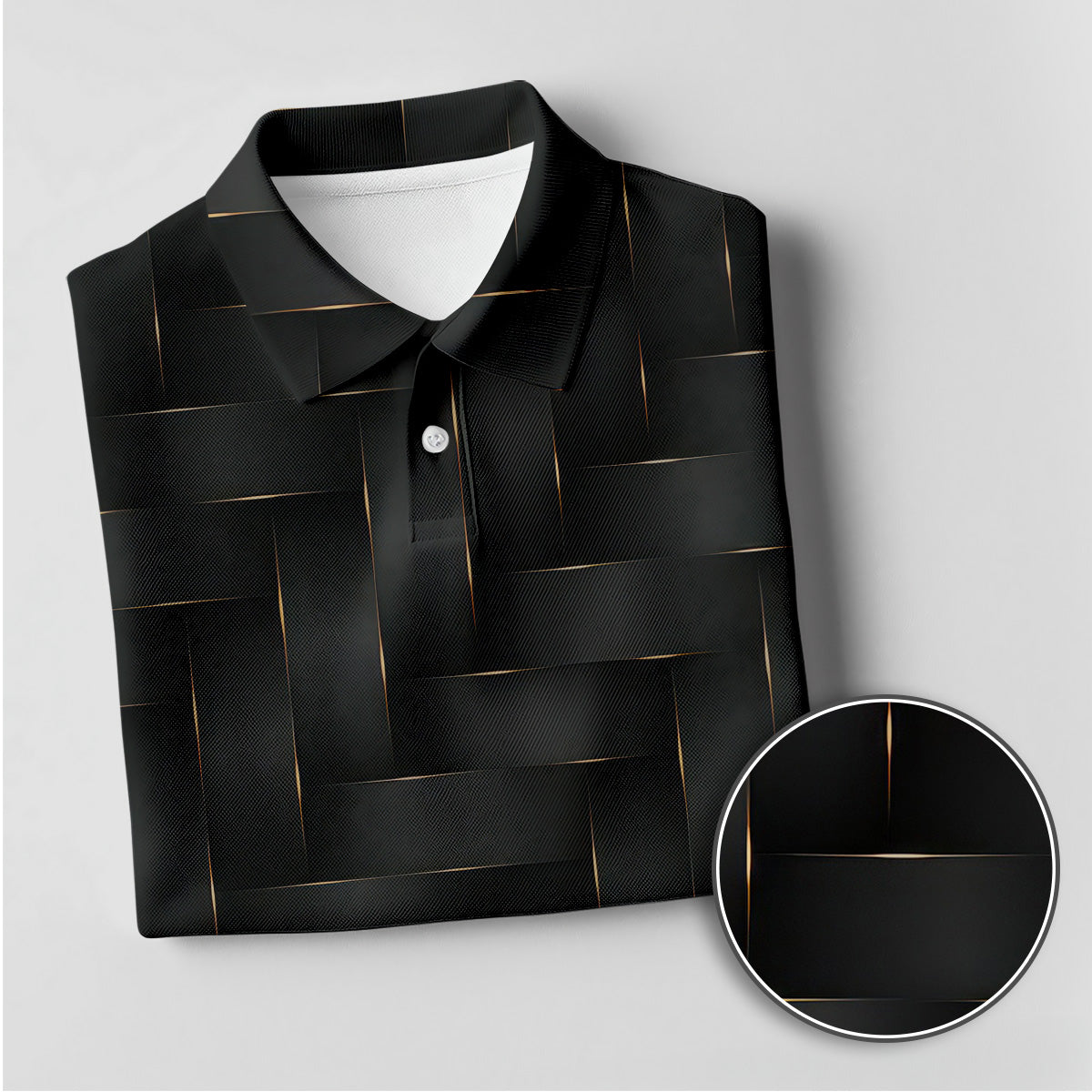 Golf Polo Shirt for Men, Woven Line Pattern, Modern Performance Top
