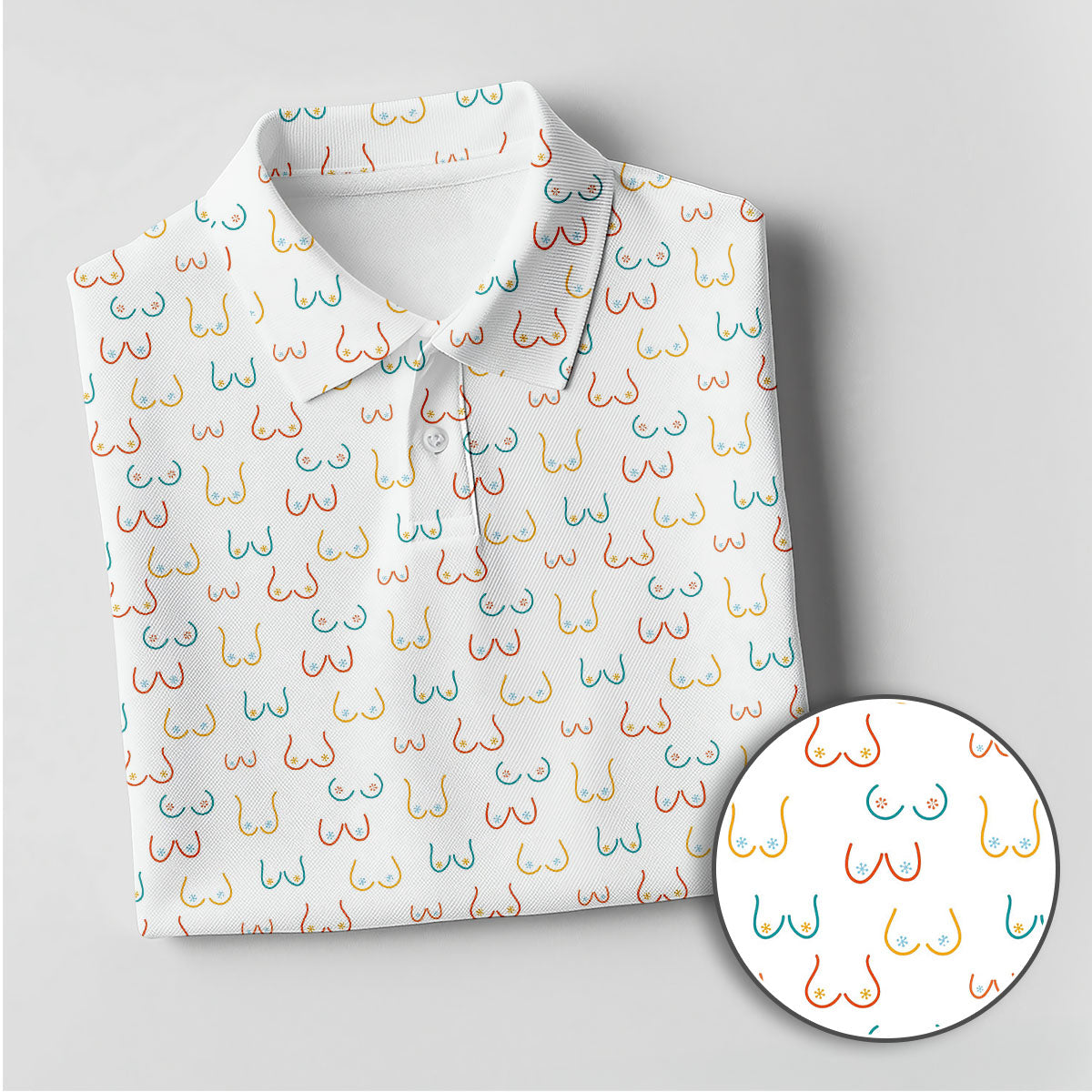 Golf Polo Shirt for Men, Funny Boob Pattern, Unique Golf Gift
