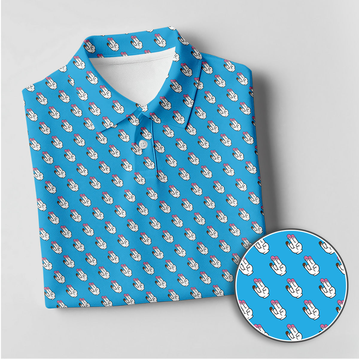 Golf Polo Shirt for Men, Funny Hand Gesture Pattern, Unique Golf Gift