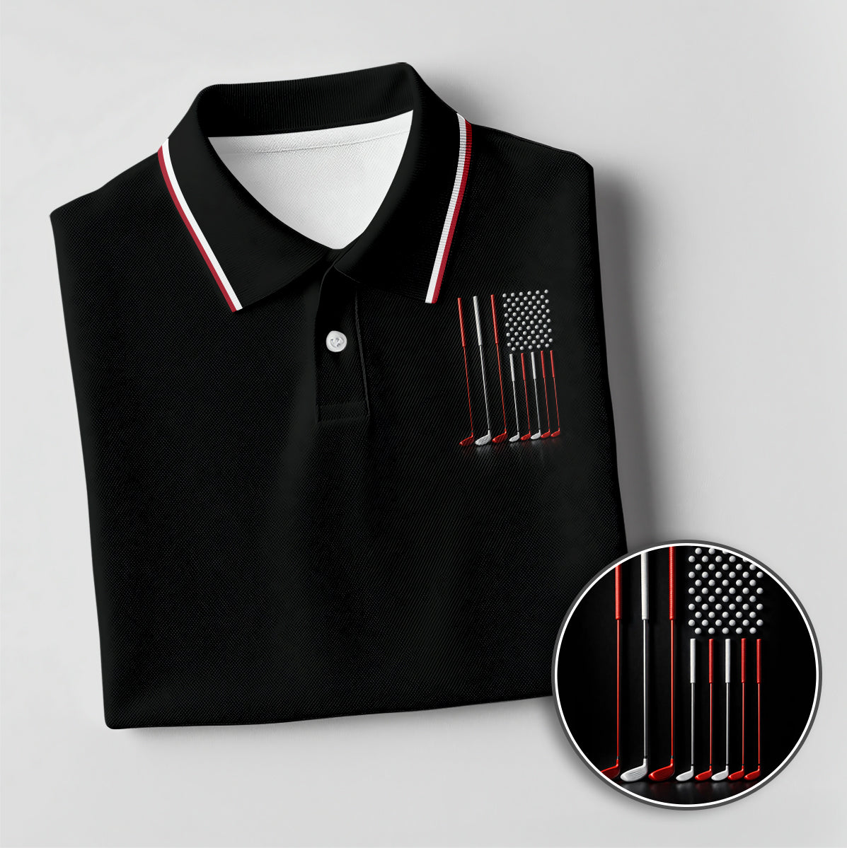 Custom Golf Polo Shirt USA Flag Clubs Performance Men