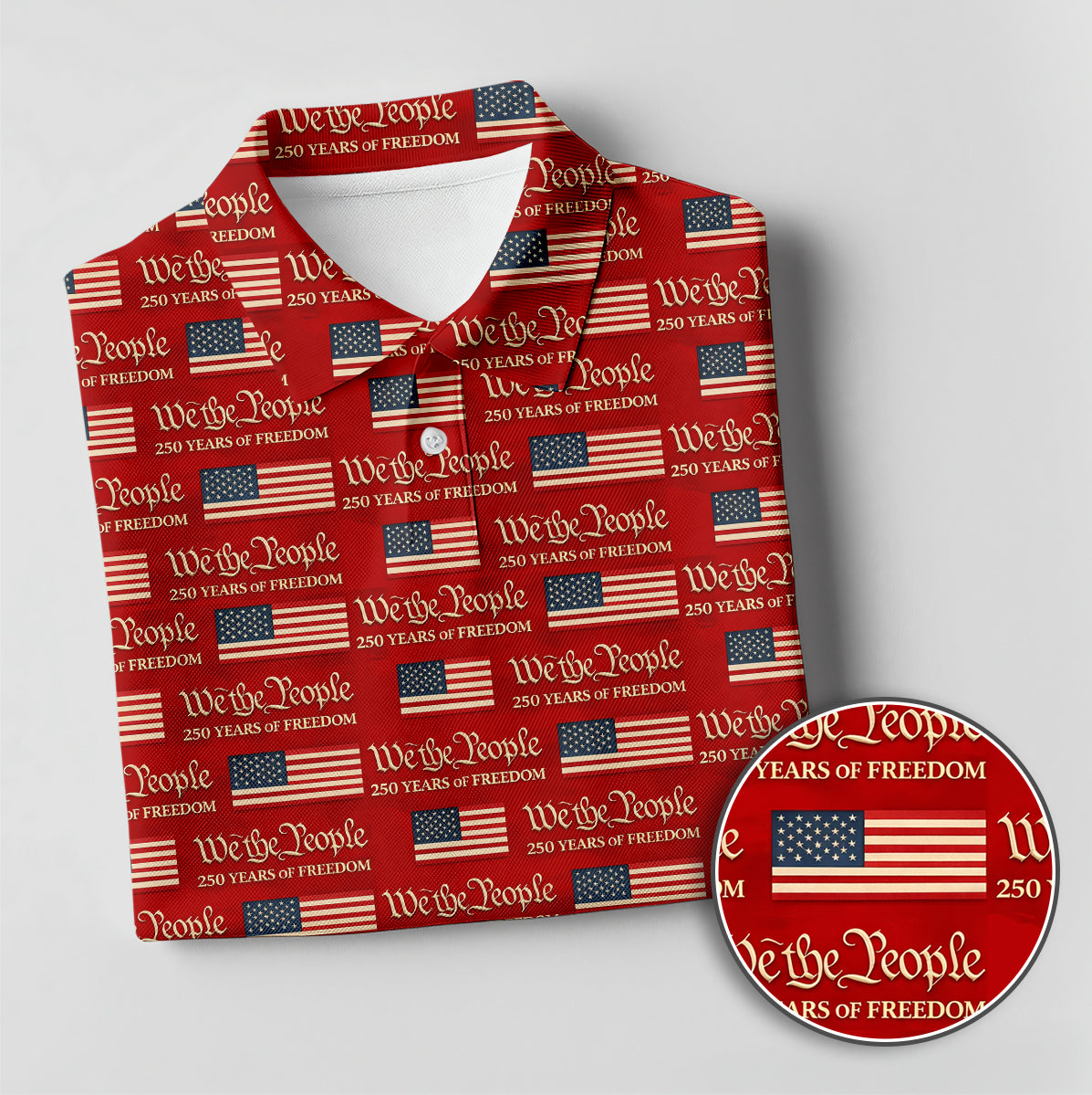 Men Golf Polo Patriotic USA Flag We The People Performance Shirt