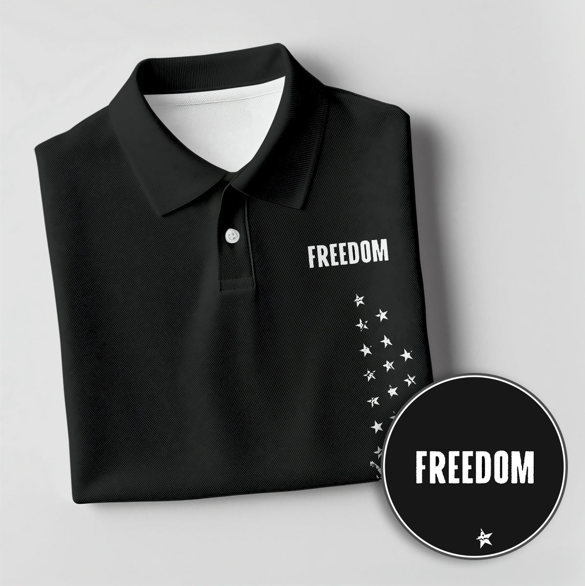 Golf Polo Shirt for Men, Freedom USA Flag Graphic, Patriotic Golf Gift