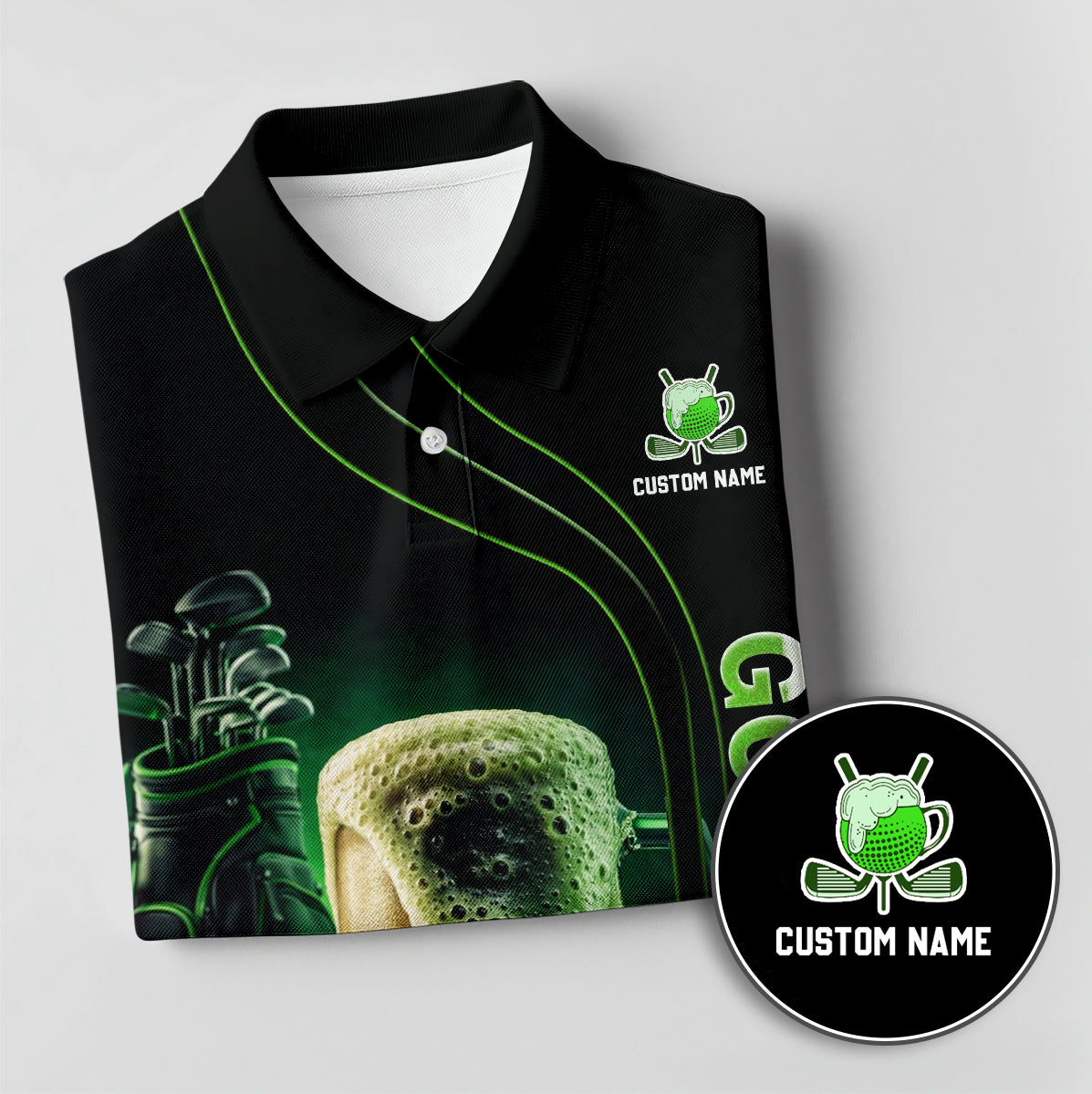 Men Golf Polo Funny Golf Beer Custom Name Breathable Performance Shirt