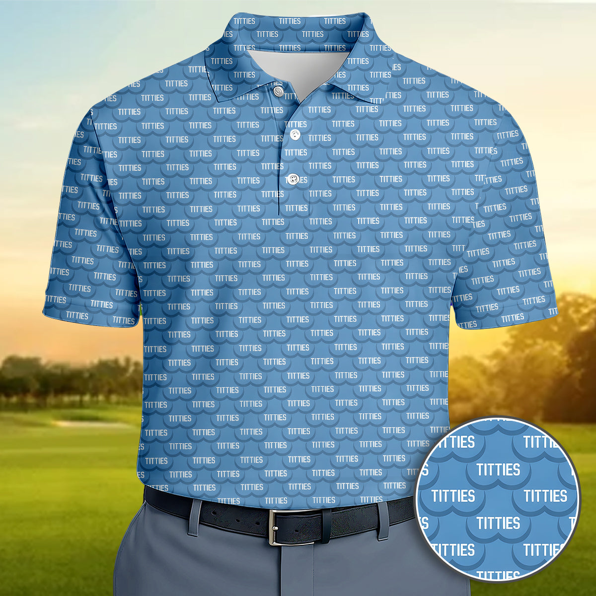 Funny Text Pattern Golf Polo Novelty Print Breathable Golf Shirt