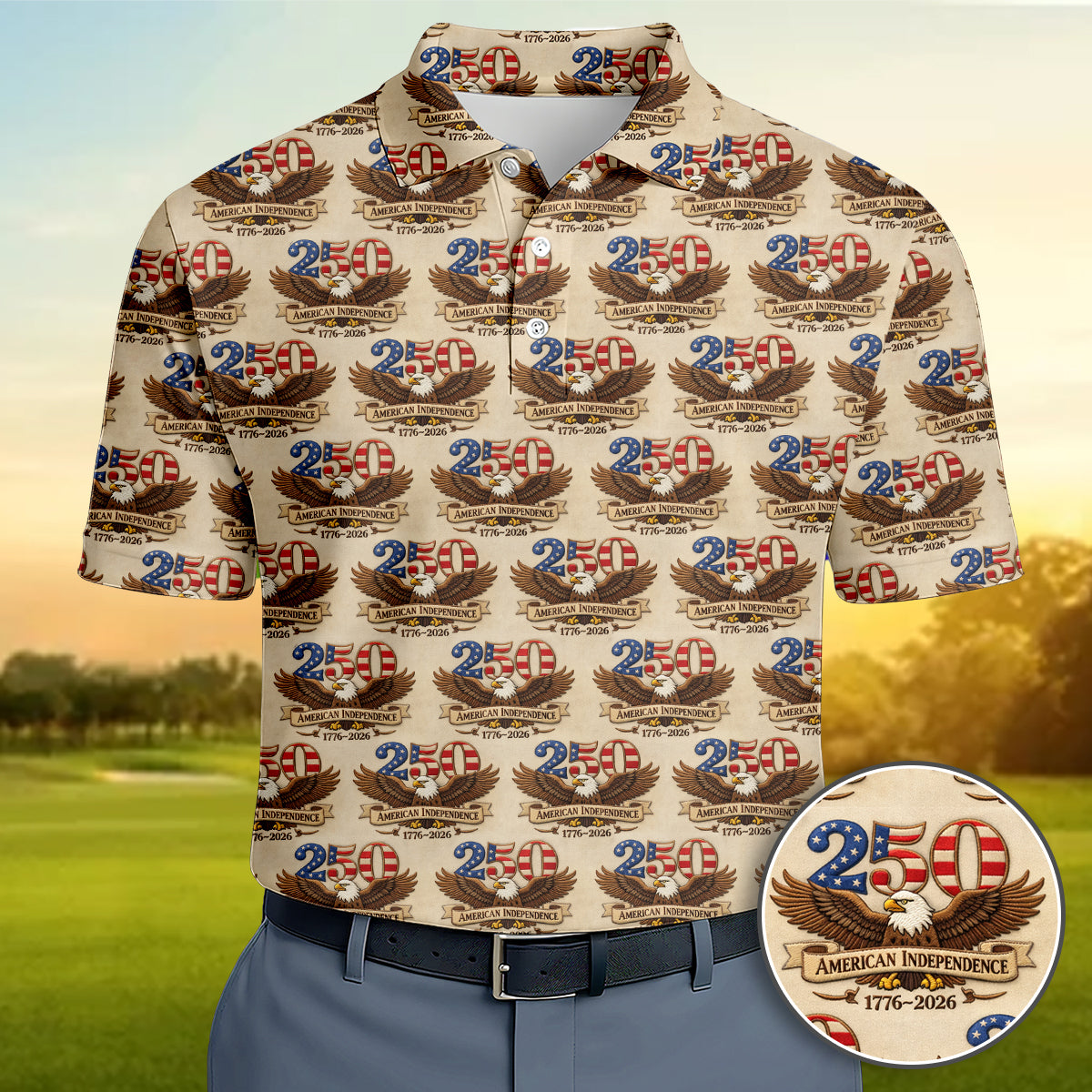 USA 250 Independence Eagle Golf Polo Patriotic Performance Shirt