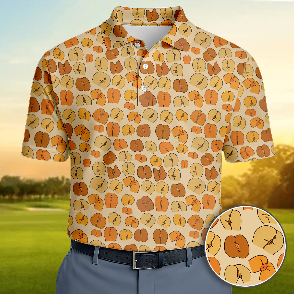 Golf Polo Shirt for Men, Funny Pattern Golf Shirt, Unique Golf Gift