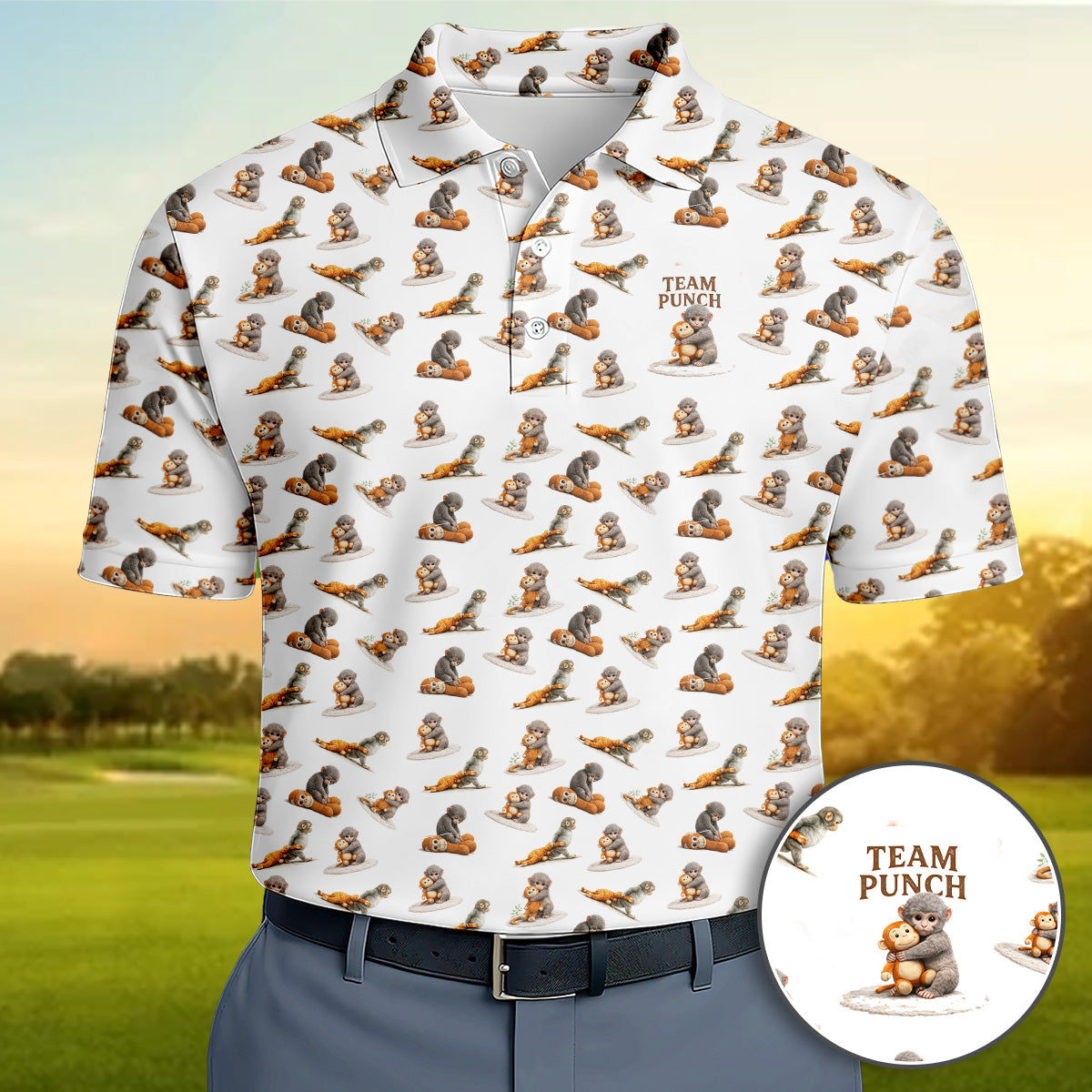 Golf Polo Shirt for Men, Funny Monkey Pattern Golf Shirt, Unique Golf Gift