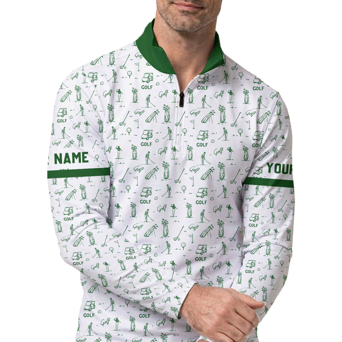 Personalized Golf Polo Shirt Men, Golf Pattern, Custom Name Gift