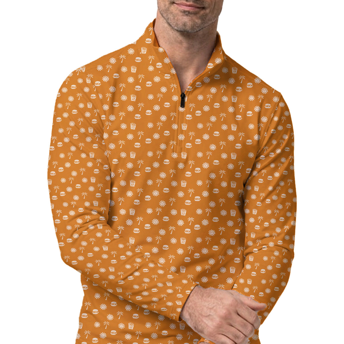 Golf Polo Shirt for Men, Summer Beach Food Pattern Golf Shirt, Unique Golf Gift for Dad