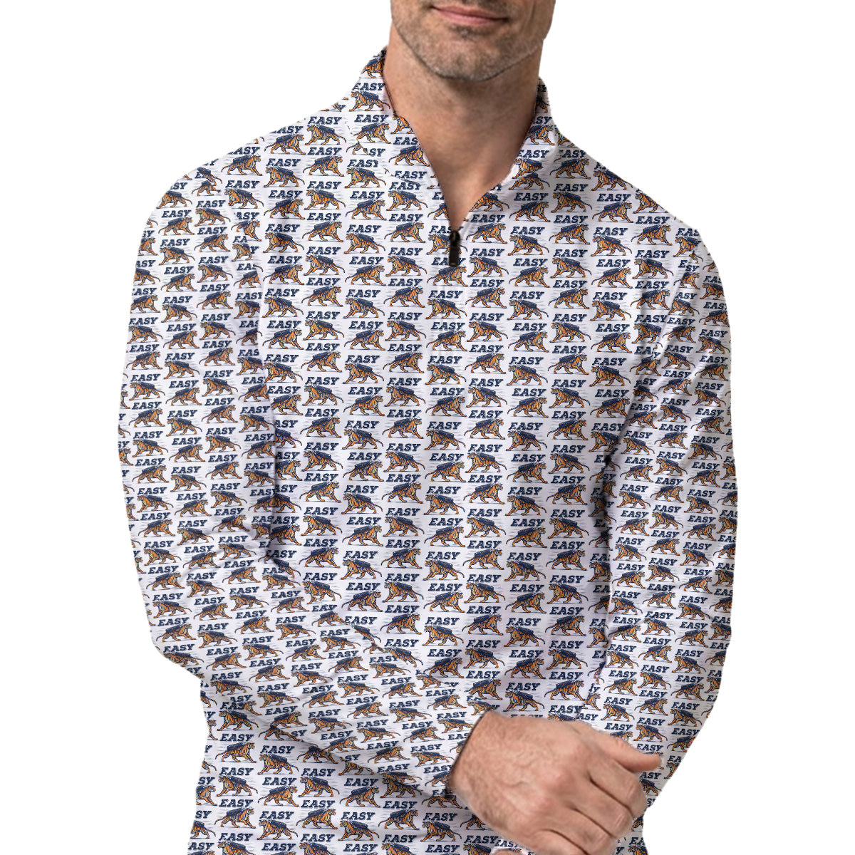Golf Polo Shirt for Men, Tiger Golf Pattern Easy Swing Shirt, Unique Golf Gift for Dad