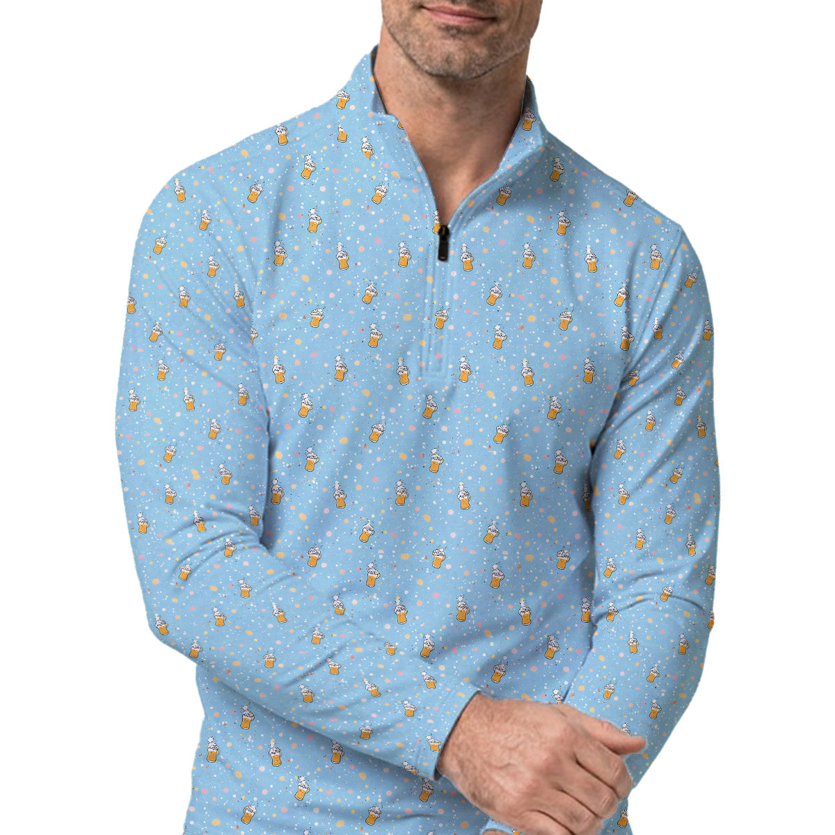 Golf Polo Shirt for Men, Funny Beer Pattern Golf Shirt, Golf Gift