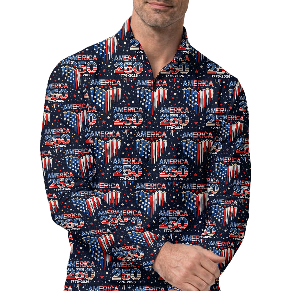 America 250 Golf Polo Patriotic Stars Flag Performance Shirt