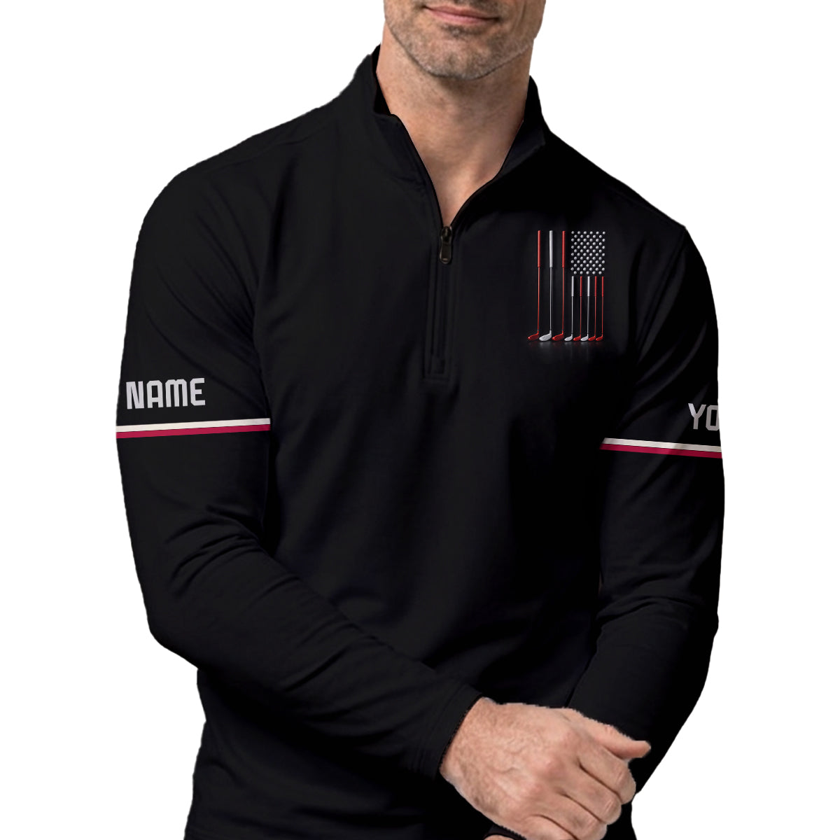 Custom Golf Polo Shirt USA Flag Clubs Performance Men