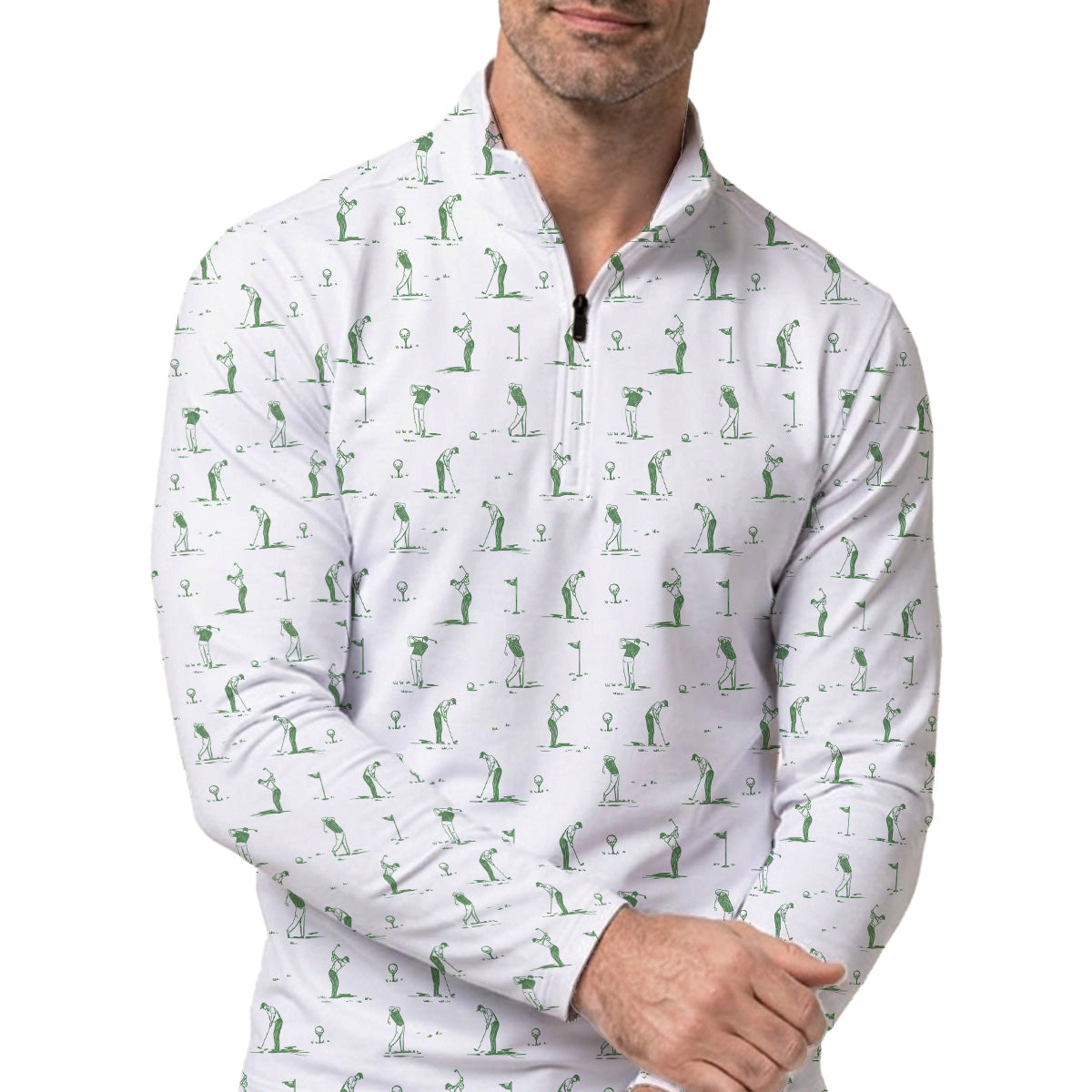 Golf Polo Shirt for Men, Classic Golfer Swing Pattern Shirt, Unique Golf Gift for Dad