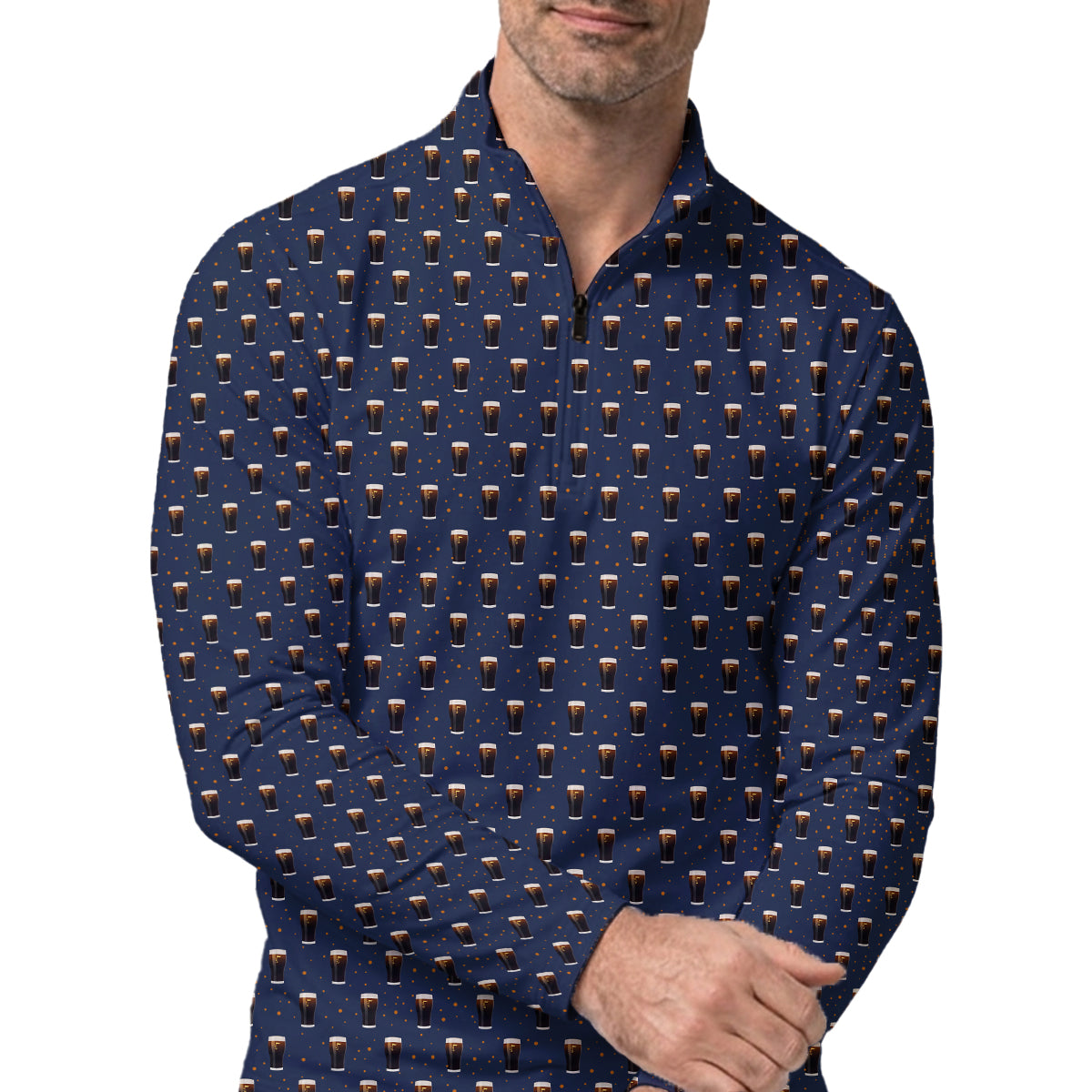 Golf Polo Shirt for Men, Beer Pint Pattern Funny Golf Shirt, Unique Golf Gift for Dad